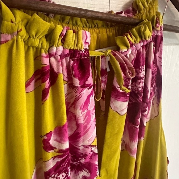 Great Jones Designer Yellow Floral Neck Tie Dress Sleeveless Cottage Traditional - Picture 3 of 8
